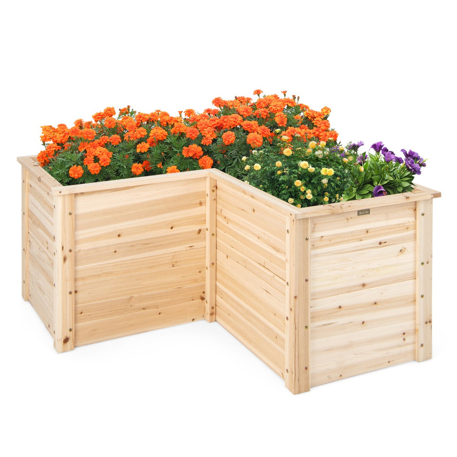 Upphöjd – bädd Träkruka för balkong Trädgårdsterrass Blomlåda Naturlig – 120 x 120 x 63 cm – Natur
