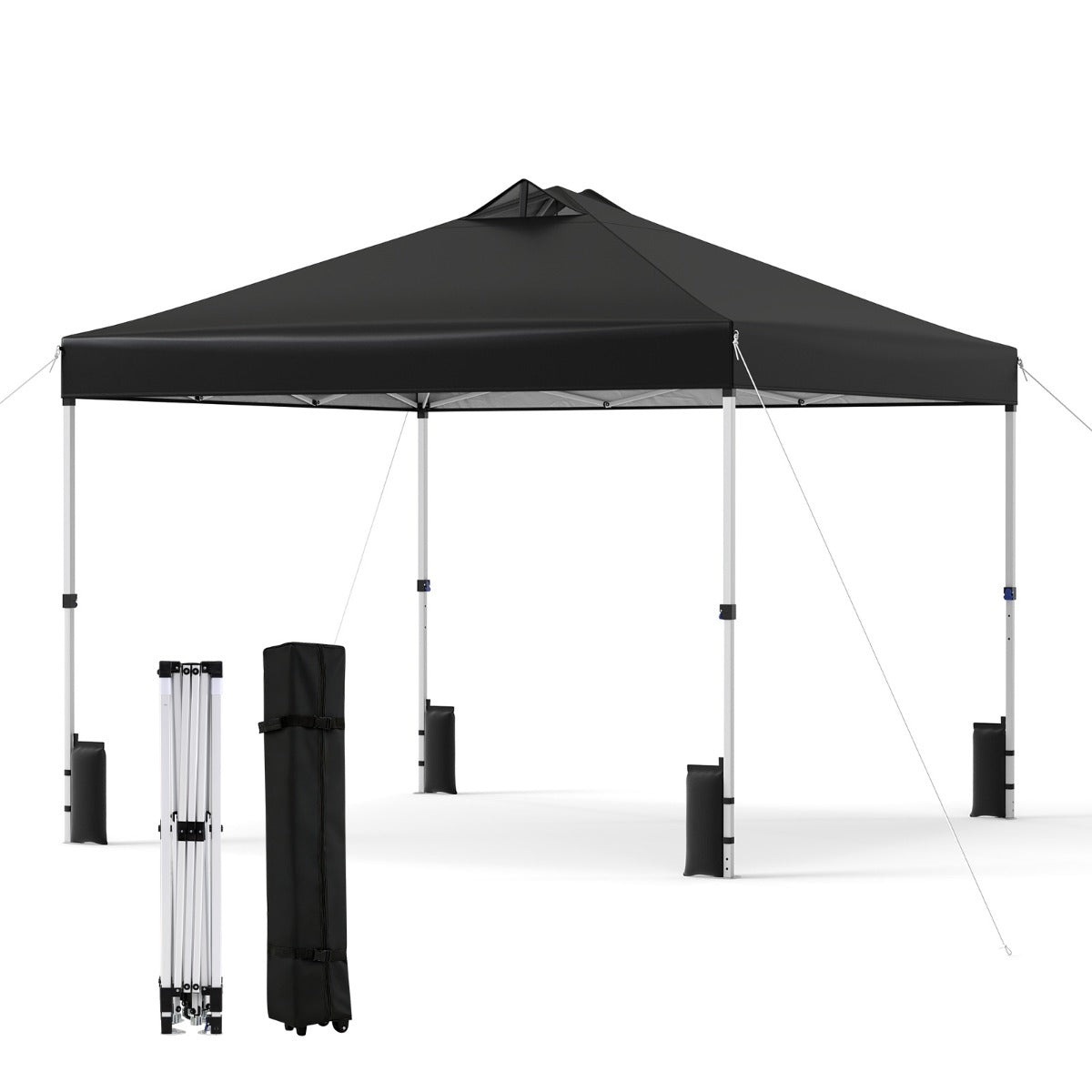 Pop – up paviljong med sandsäckar och markpinnar rep Fällbar – 4 3 x 3 m – Svart
