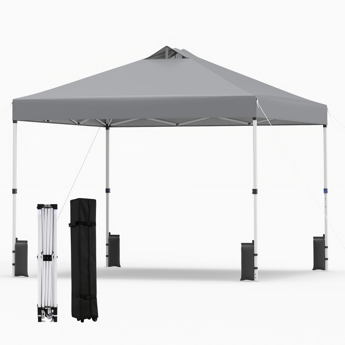 Pop – up paviljong med sandsäckar och markpinnar rep Fällbar – 4 3 x 3 m – Grå