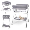 Bärbar – byttun bord vikbar station med vägs justerbar höjd och låsbara hjul – 3 – Grå