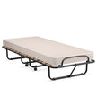 Bärbar – gästsäng på hjul med memory foam madrass Ljus tillverkad i Italien Ursprung: – 80 x 190 x 33 cm – Beige