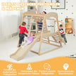 Klätterställning – inomhus Pull Up Bar och rutschkana klätternät stege tunnel Naturlig – 205 x 112 x 120 cm – Natur