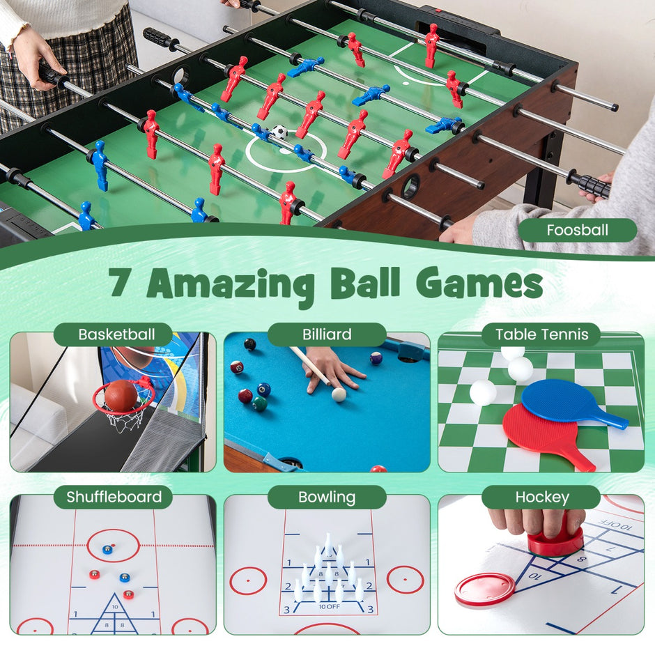 i – Spelbordsset Multifunktionellt med Fotbollsbord Hockey Biljard Bordtennis Natur+ – 15 1 – Svart