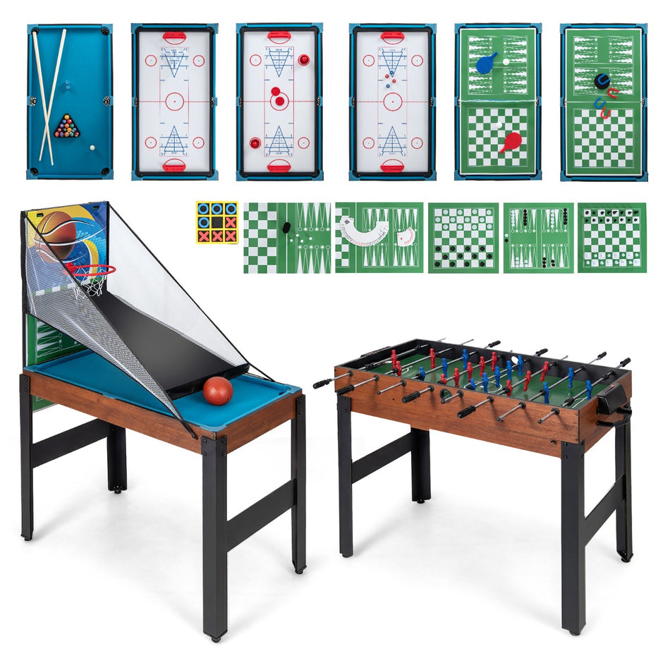 i – Spelbordsset Multifunktionellt med Fotbollsbord Hockey Biljard Bordtennis Natur+ – 15 1 – Svart