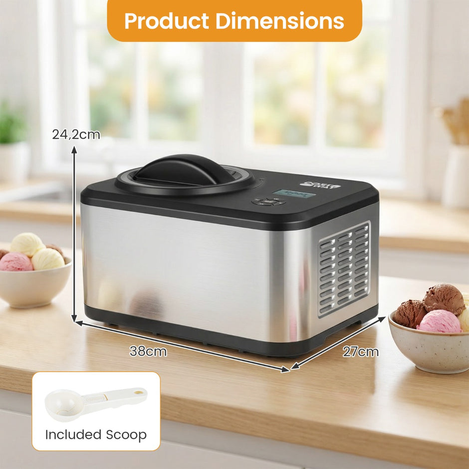 i – ismaskin med yoghurtfunktion kompressoriscreamaker Glassmaskin – 2 1 1,5 L – Svart och silver