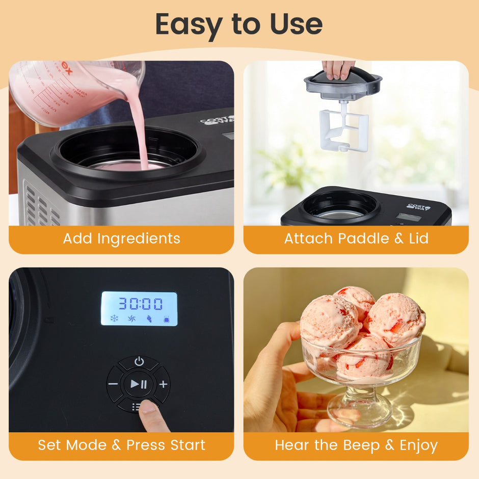 i – ismaskin med yoghurtfunktion kompressoriscreamaker Glassmaskin – 2 1 1,5 L – Svart och silver
