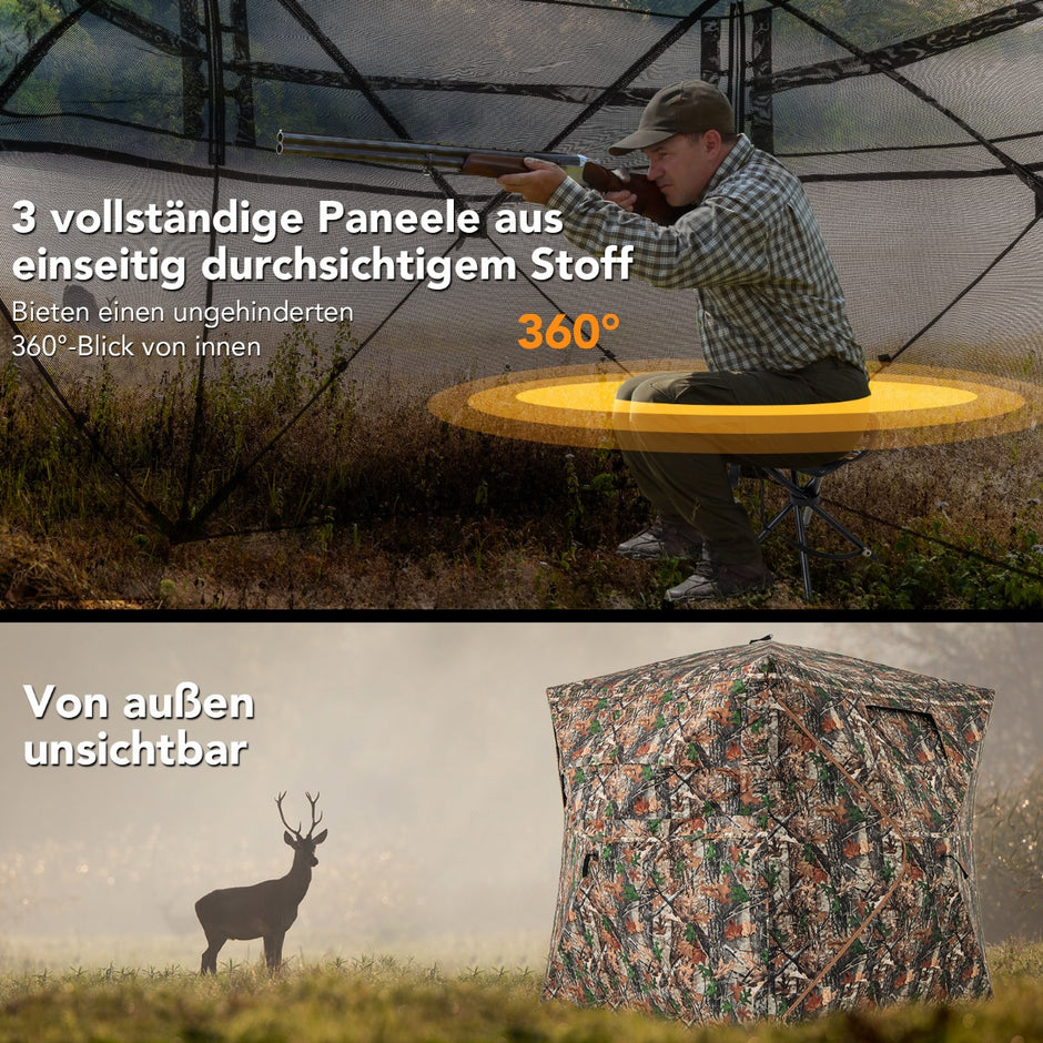 delat – hopfällbart jaktskinn för personer 360° transparent jakttält – 5 2-3 – Kamouflage