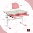 Barnskrivbord – Höjdjusterbart studentskrivbord med lutande bordsskiva ( – 51-73 cm – Rosa