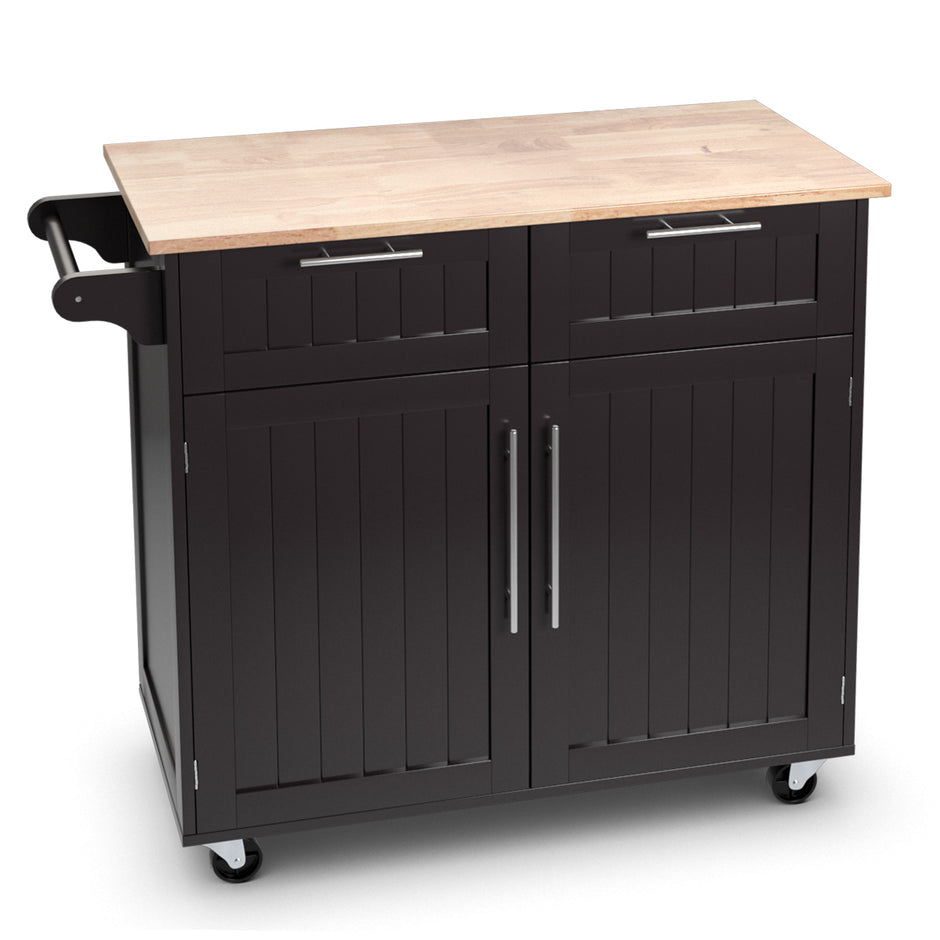 Köksvagn – Rullande serveringsvagn med lådor och skåp – 94 x 45,5 x 94,5 cm – Kaffe