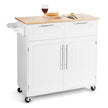 Köksvagn – Rullande serveringsvagn med lådor och skåp – 94 x 45,5 x 94,5 cm – Vit