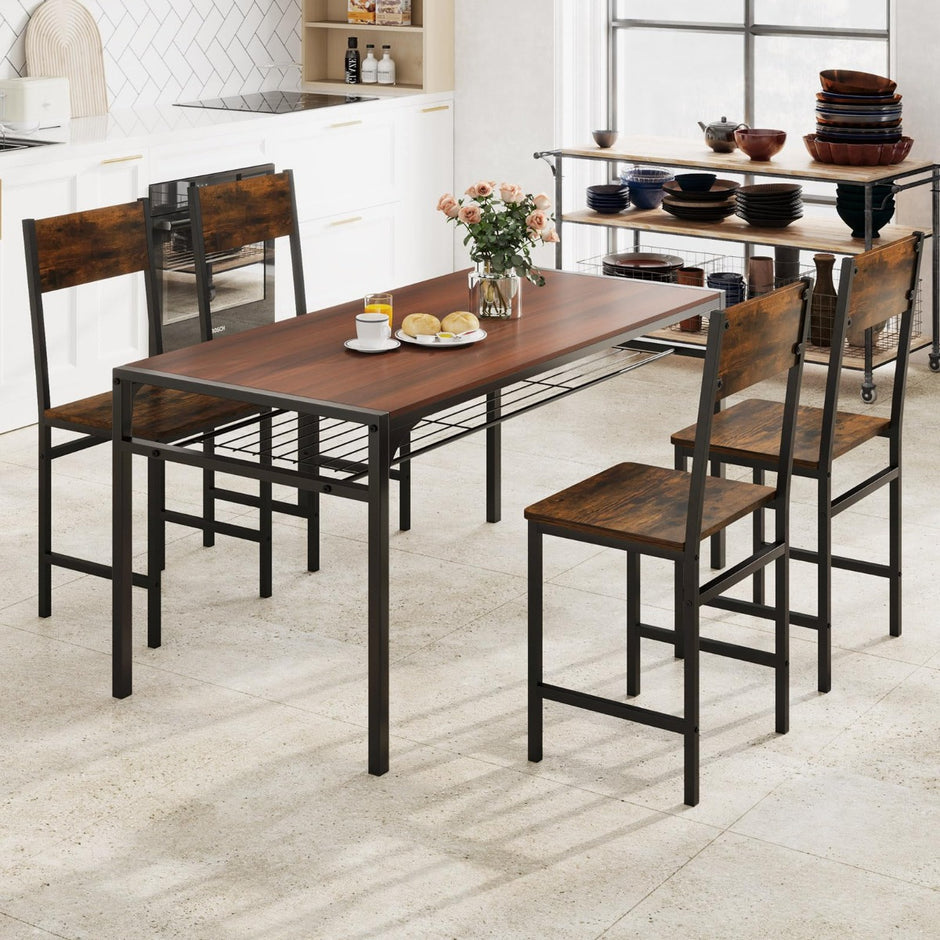 Set – med matstolar industriköksstolar metallram Rustikbrun – 2 44 x 40 x 87 cm – Rustik brun