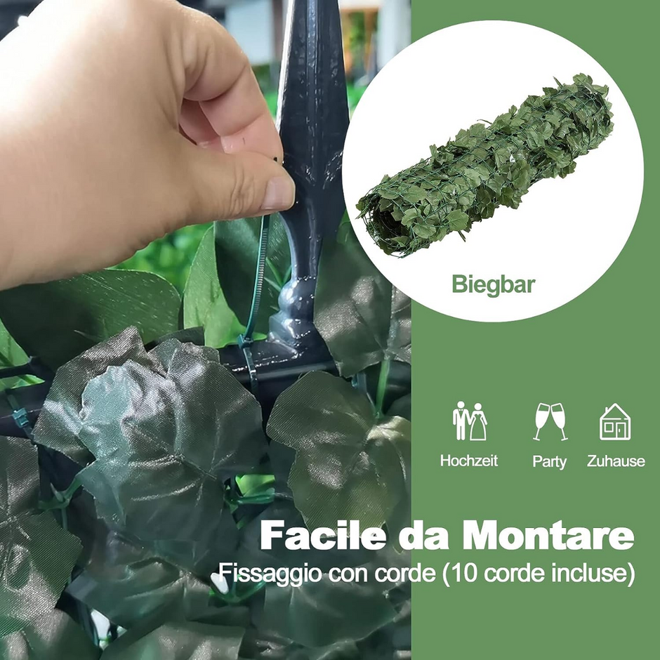 Artificiell – murgröna Garden Privacy Screen Balkong Leaf Look Windbreak – 150 x 240 cm – Grön