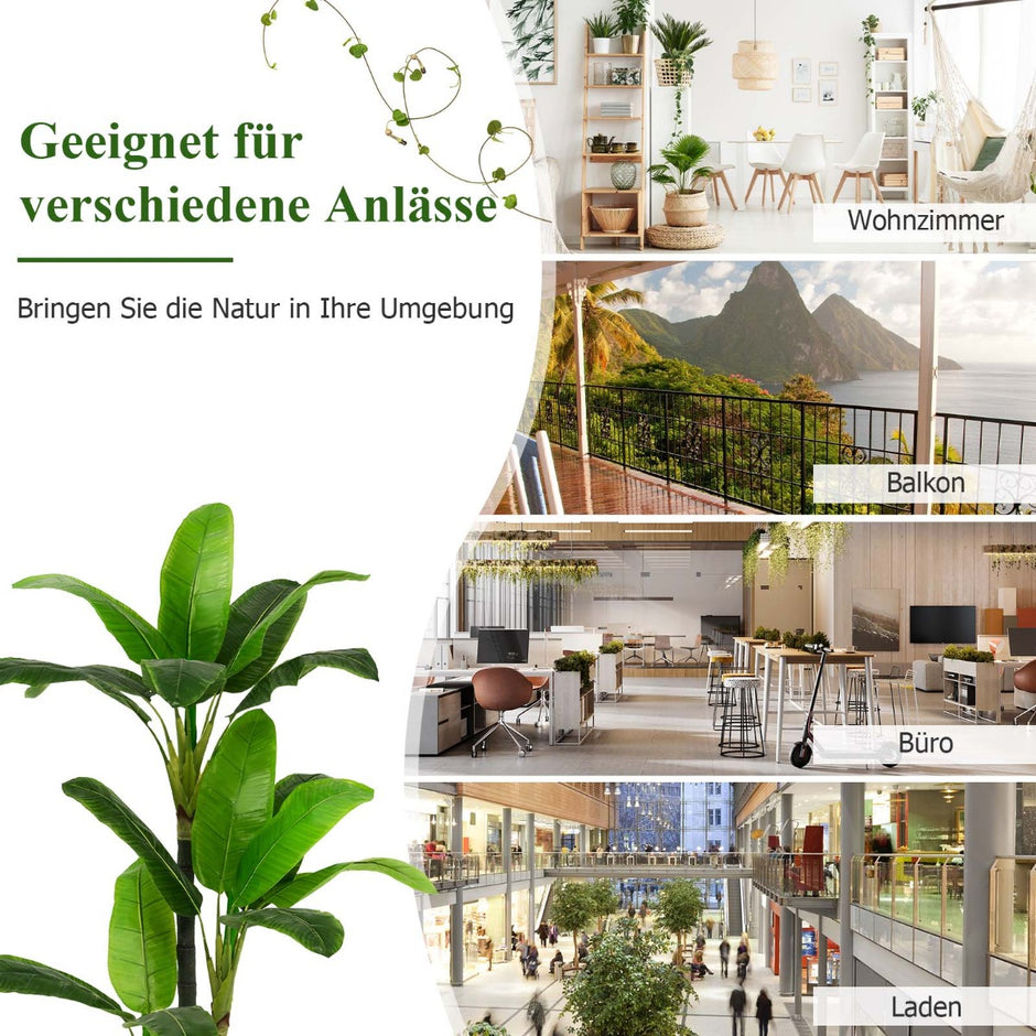 Högt – artificiellt bananträd tropiskt palmgrönt – 150 cm – Grön