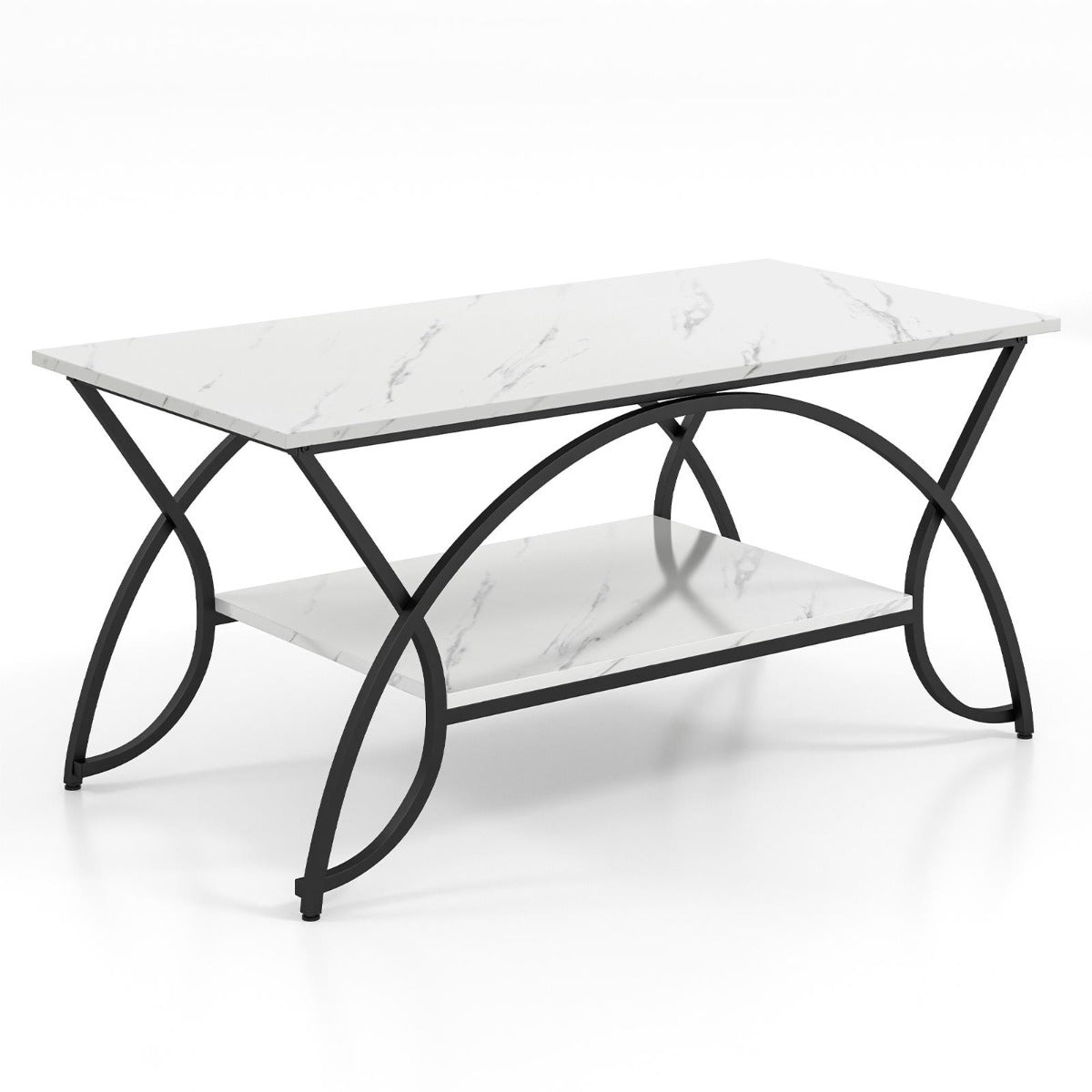 Soffbord – med marmorlook Modernt av konstmarmor – 100 x 50 x 45 cm – Vit