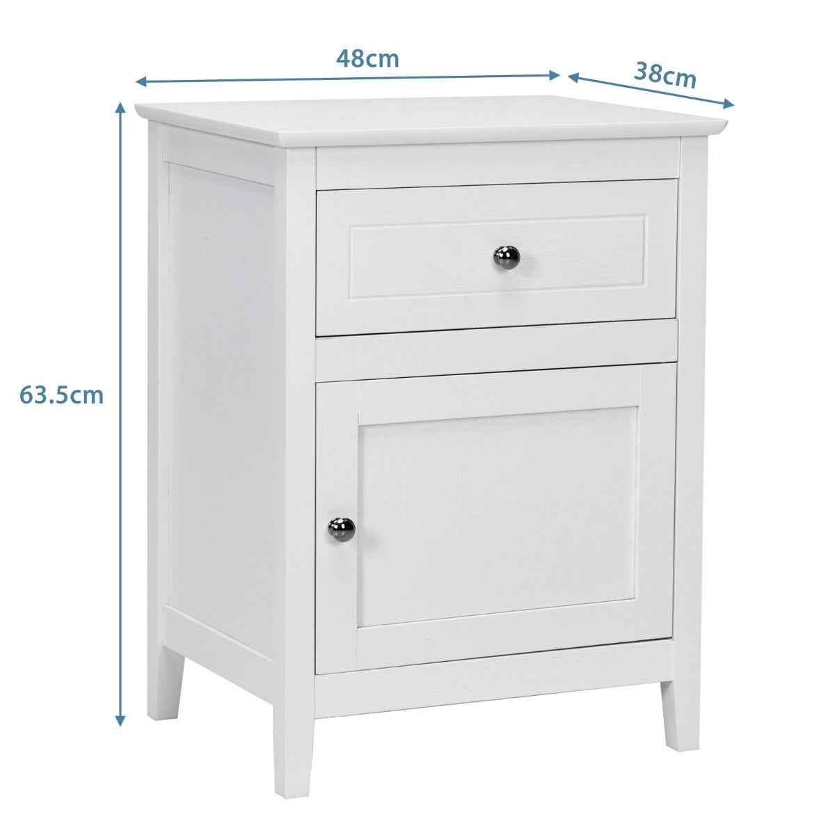 Set – med furu sängbord låda och dörr vånings accent sidobord – 2 2 – Vit