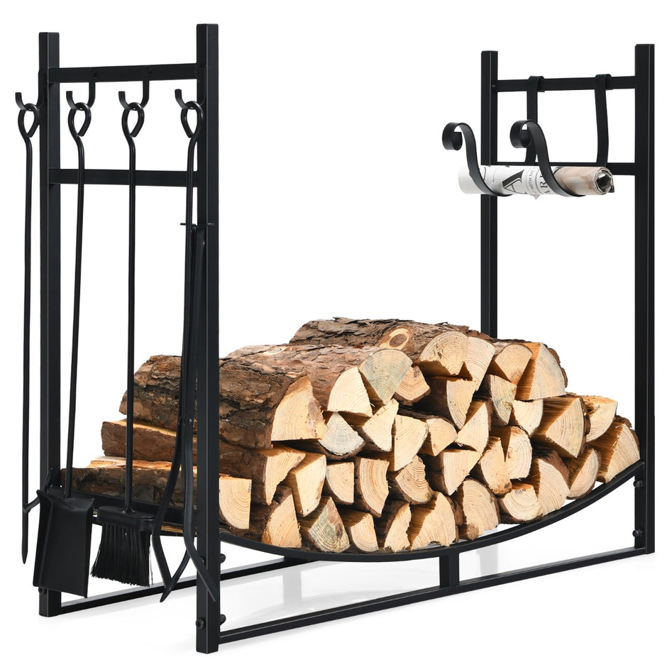 Robust – vedställ och verktygsset med tändhållare spade – 91 x 33 x 76 cm – Svart