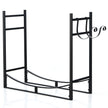 Robust – eldstadshylla vedhylla med avtagbar tändhållare – 84 x 33 x 76 cm – Svart