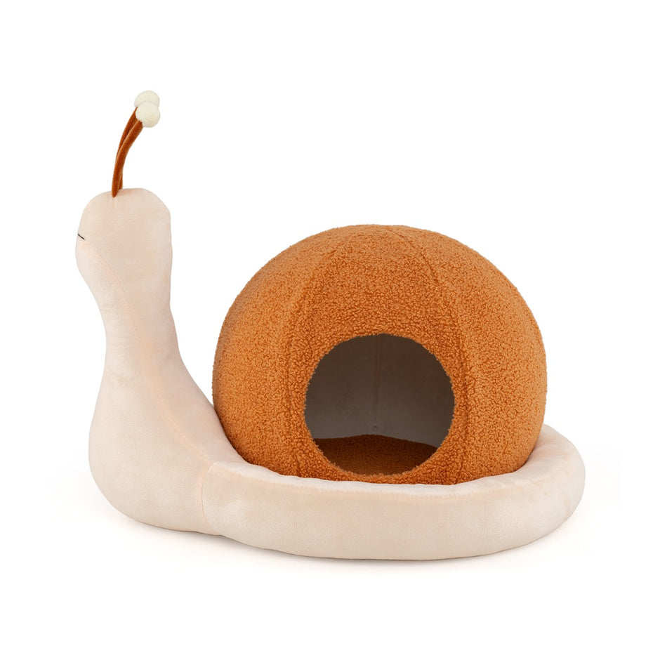i – snäckaformad katthula med tvättbart kudde, rutschfrit underlag och slutet kattsäng – 2 1 – Brun