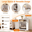 in – Katzenhaus, Katzentoilette, Beistelltisch mit Streumatte och Abschließbaren Türen Eingang Fach – 3 1 2 – Vit