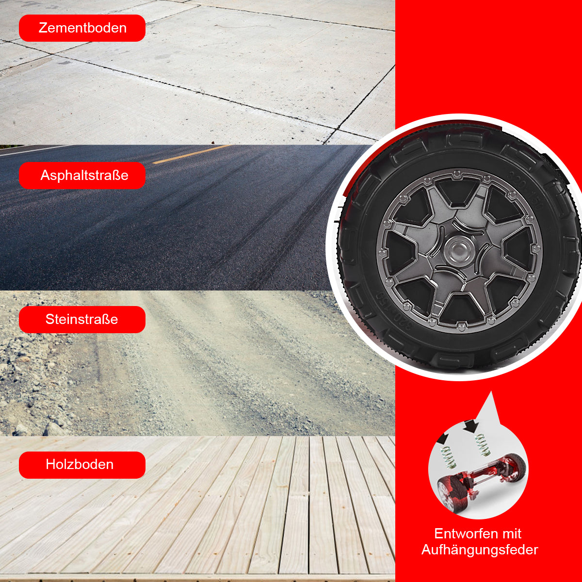 Elbil – för barn sits med 2,4G fjärrkontroll hastigheter 12V MP3 – 2 3 – Röd
