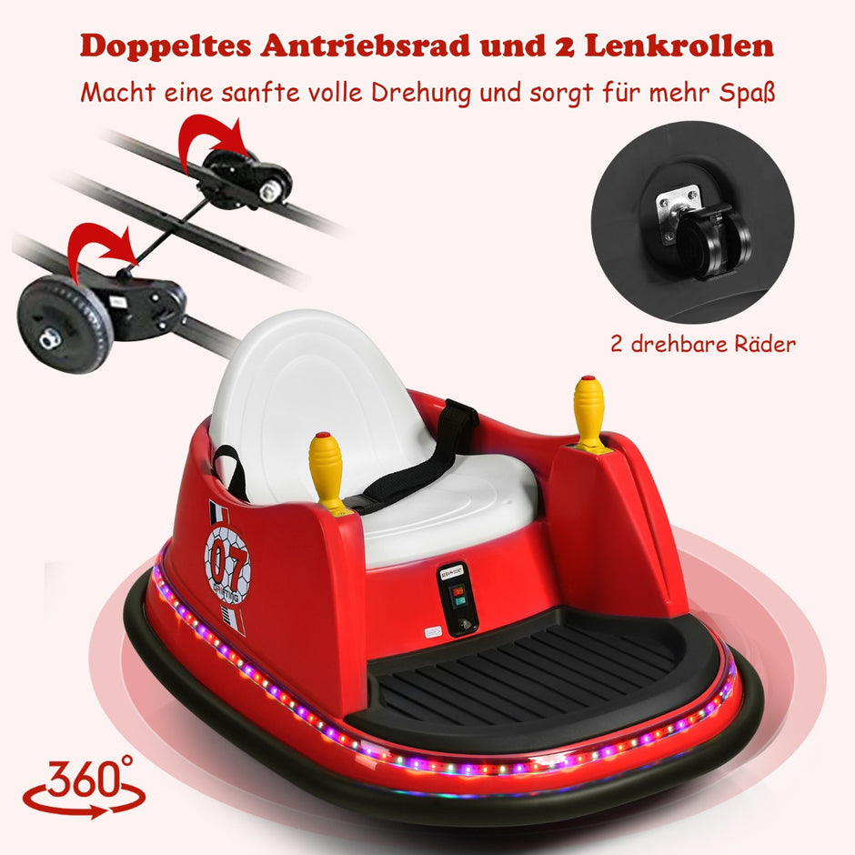 Barnstötfångarbil – 6V elektrisk med blinkande ljus – 57 x 75 x 42 cm – Röd