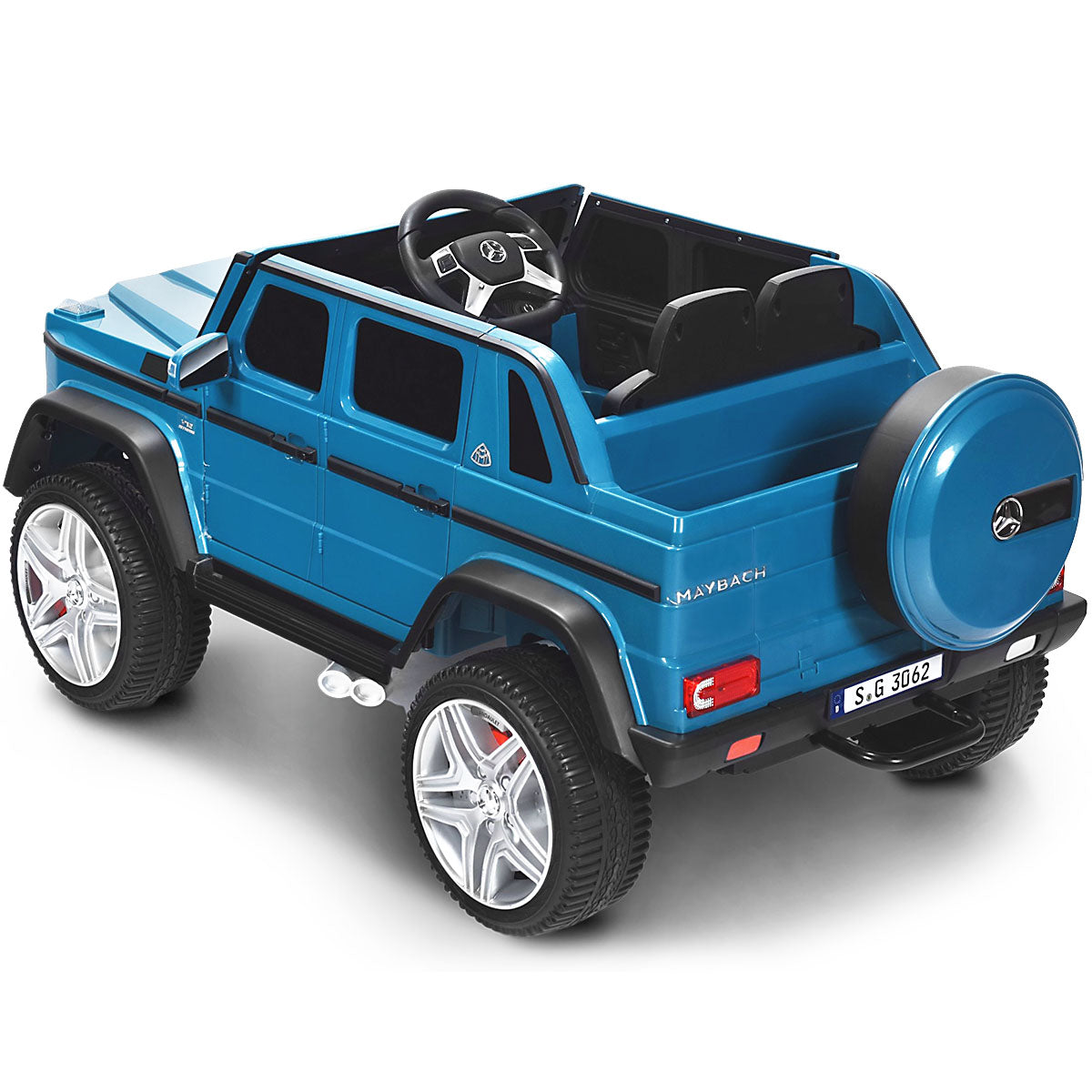 V – licensierad Mercedes Benz Maybach batteridriven jeep med fjädring – 12 115 x 67 x 57 cm – Blå