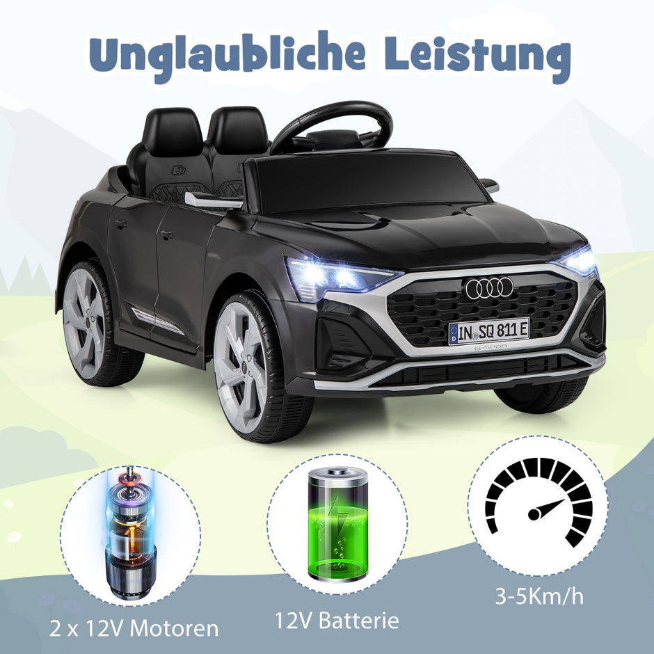Licensierad – Audi SQ8 Barnbil 12V elfordon med fjärrkontroll – Svart
