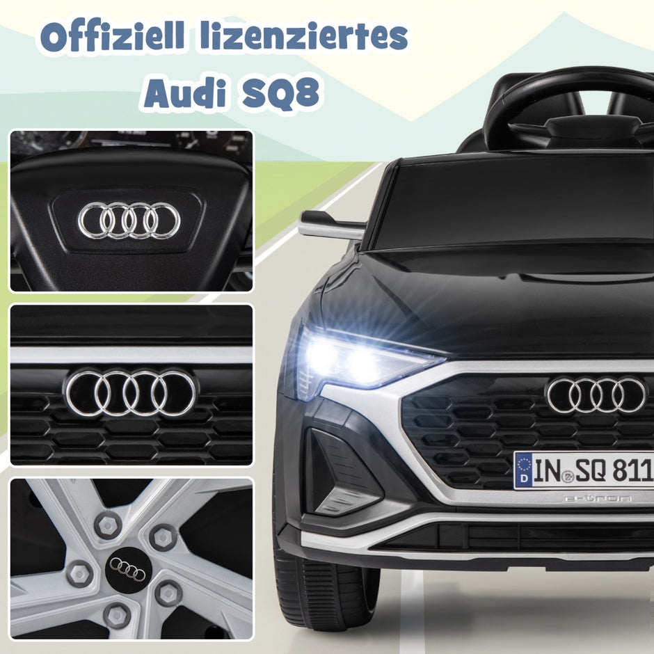 Licensierad – Audi SQ8 Barnbil 12V elfordon med fjärrkontroll – Svart