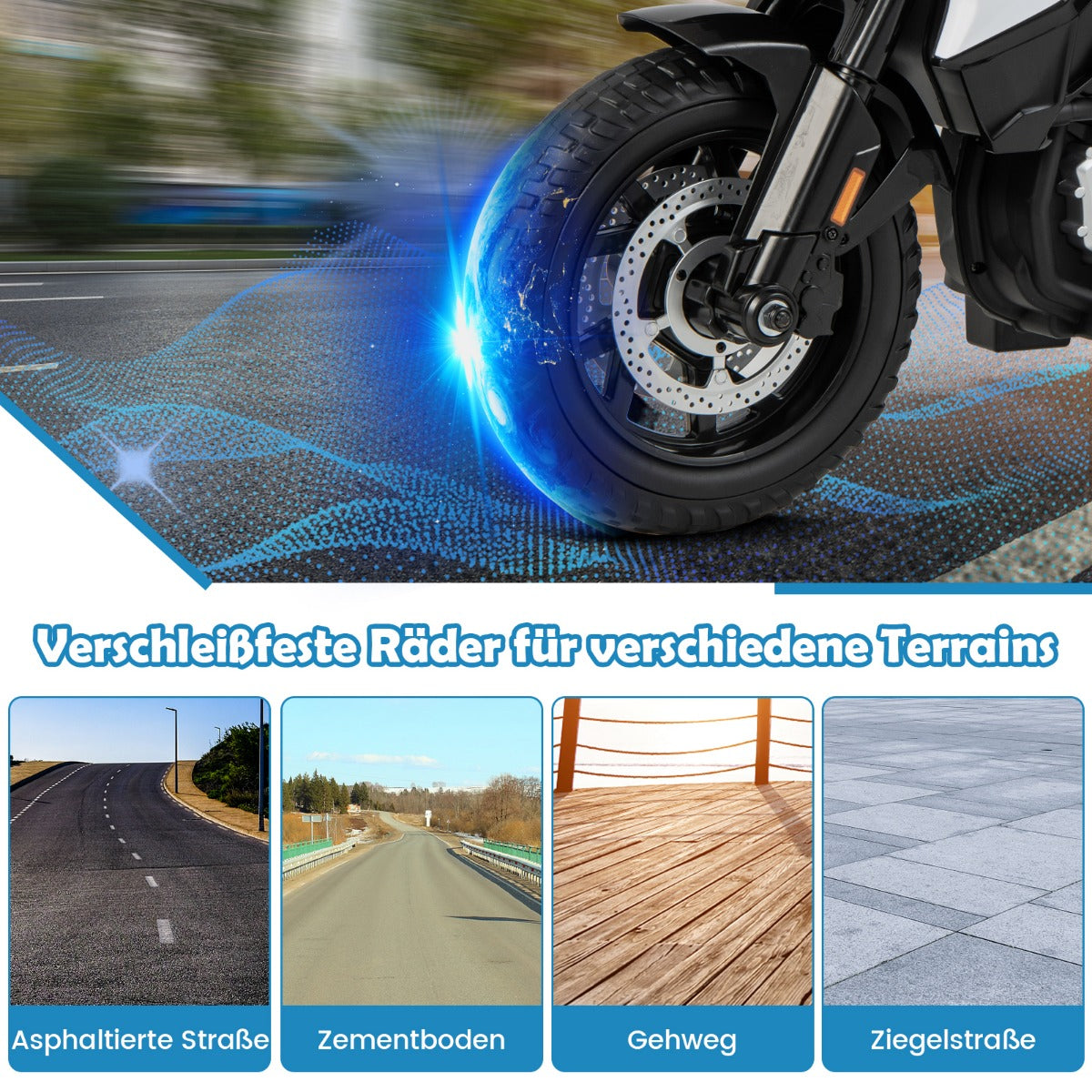 Polismotorcykel – för barn Batteridriven med stödhjul – 2 110 x 82,5 x 63 cm – Vit