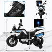 Polismotorcykel – för barn Batteridriven med stödhjul – 2 110 x 82,5 x 63 cm – Vit