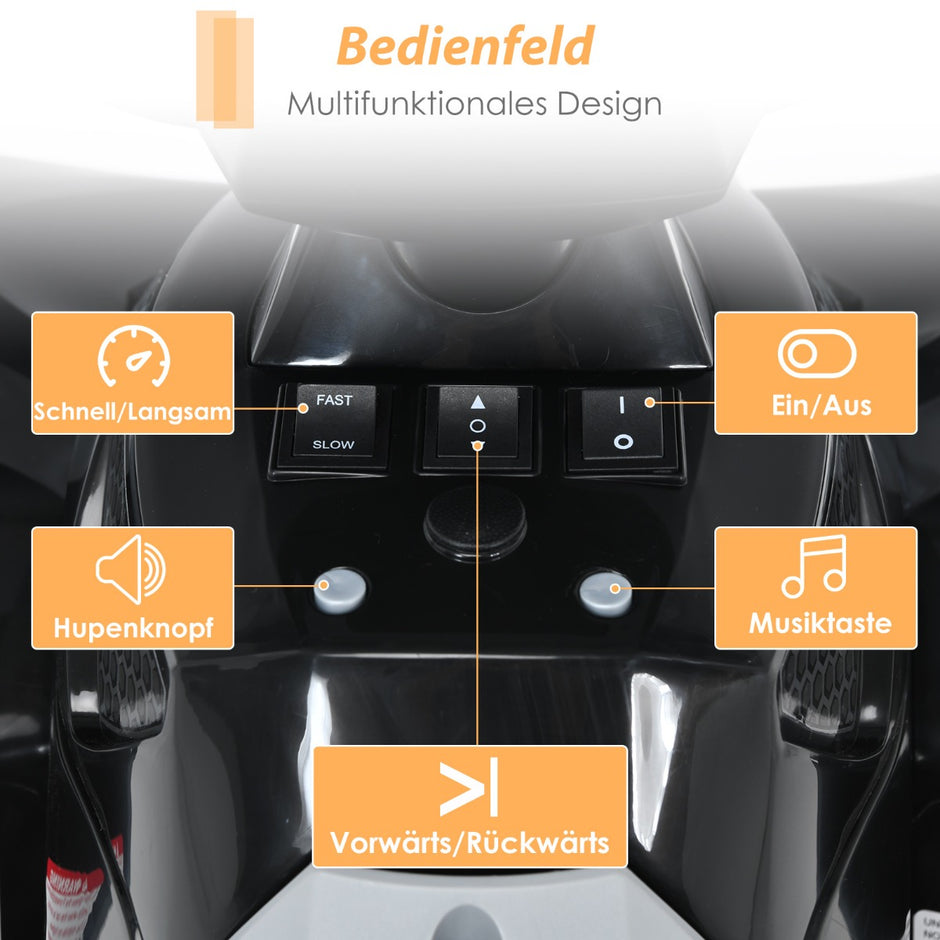 12V – Electric Kids Quad med musikhorn och LED strålkastare Black – Svart