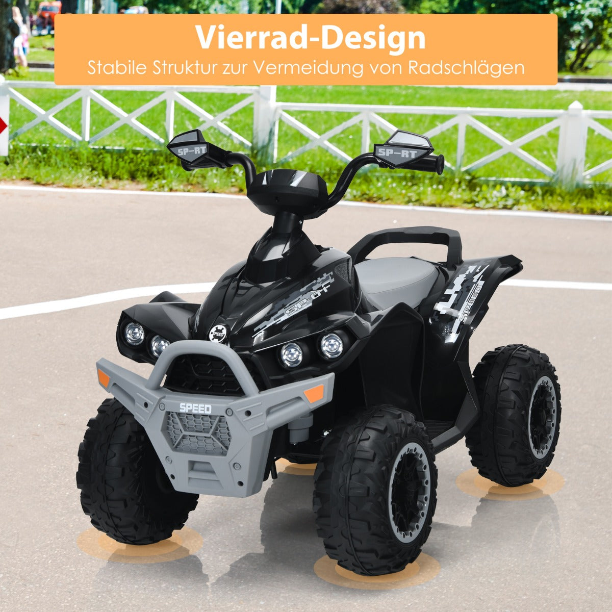 12V – Electric Kids Quad med musikhorn och LED strålkastare Black – Svart