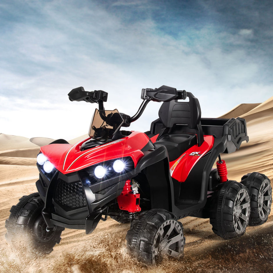 12V – Electric Kids Quad med förvaringsutrymme och LED lampor Mini km/h – 3-6 – Röd