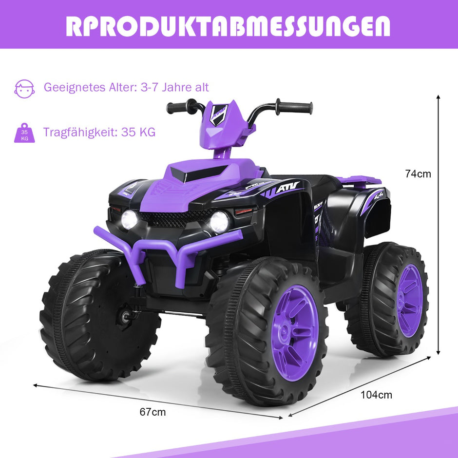 12V – Electric Kids Quad med Strålkastare Mini Musik och Horn – Lila