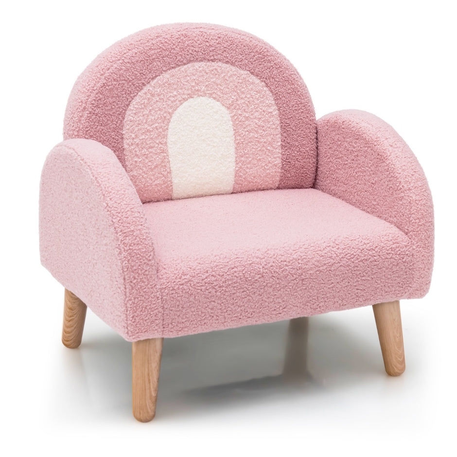 Barnfåtölj – för småbarn Barnsoffa klädd med ryggstöd – Rosa