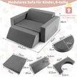 Modular – barnsoffa leksoffa Modulsoffa med avtagbart överdrag – 105,5 x 101 x 48 cm – Grå