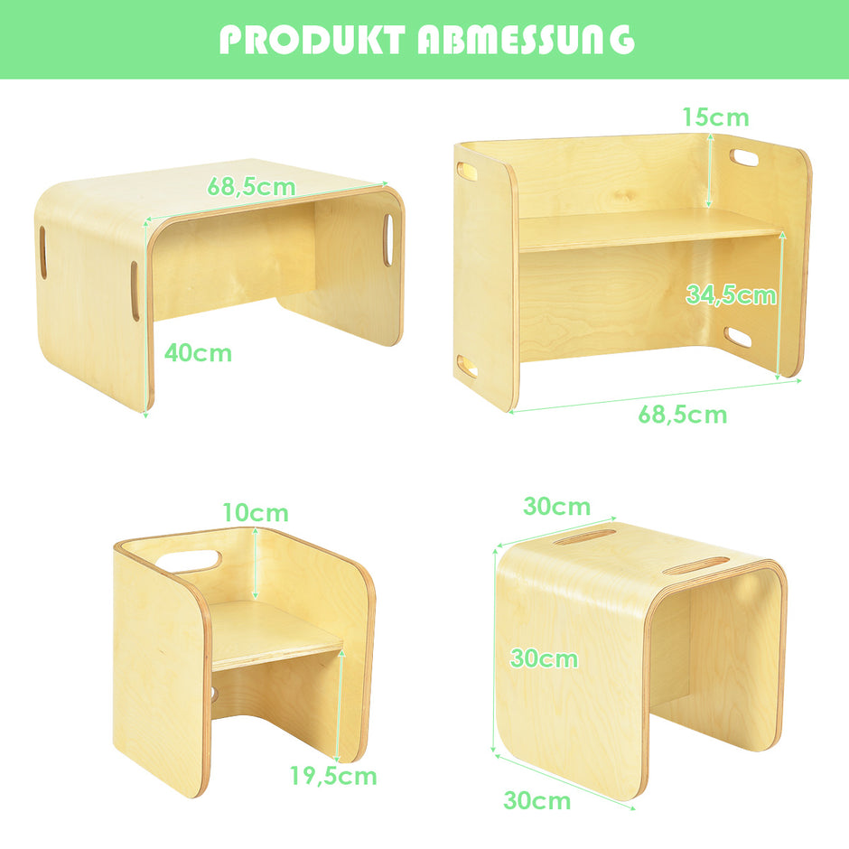 st – Barnbord och stolar set barnsittgrupp trä barnmöbler inlärningsbord – 3 – Natur