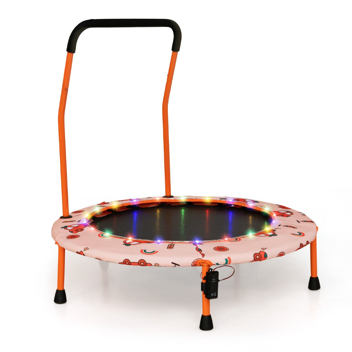 Barnstudsmatta – ministudsmatta med LED belysning ochamp; avtagbart handtag – Ø 92 cm – Orange