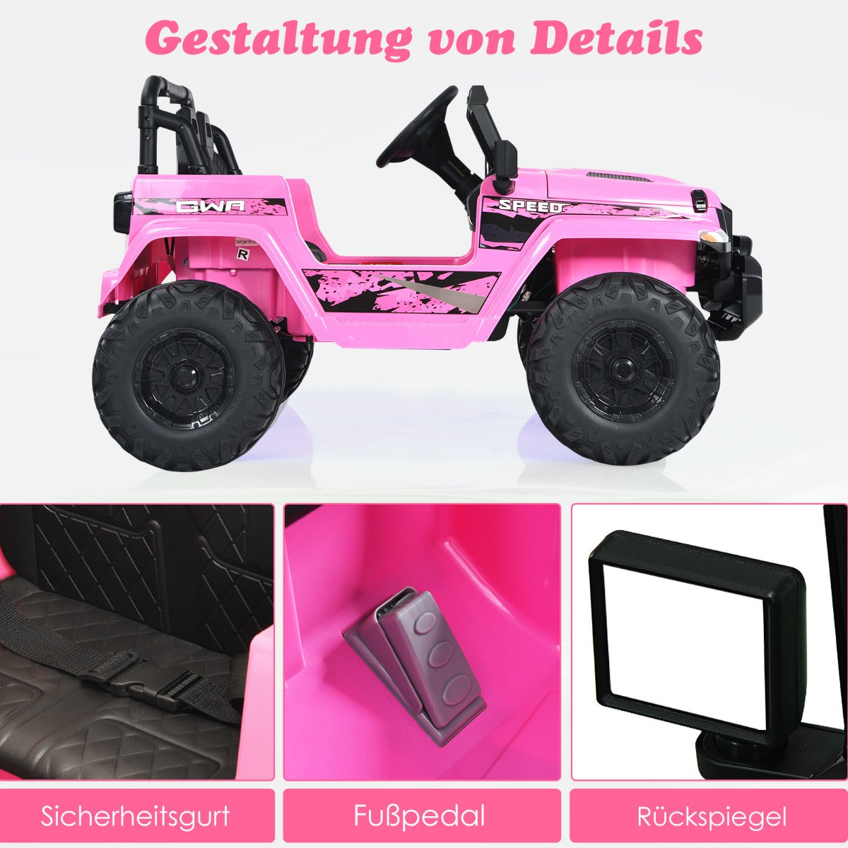 Batteridrivet – elfordon för barn med säte – 1 114 x 78 x 67 cm – Rosa