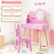 Sminkbordsset – för barn med upplyst spegel Kosmetikbord och stolset prinsessmotiv – Rosa