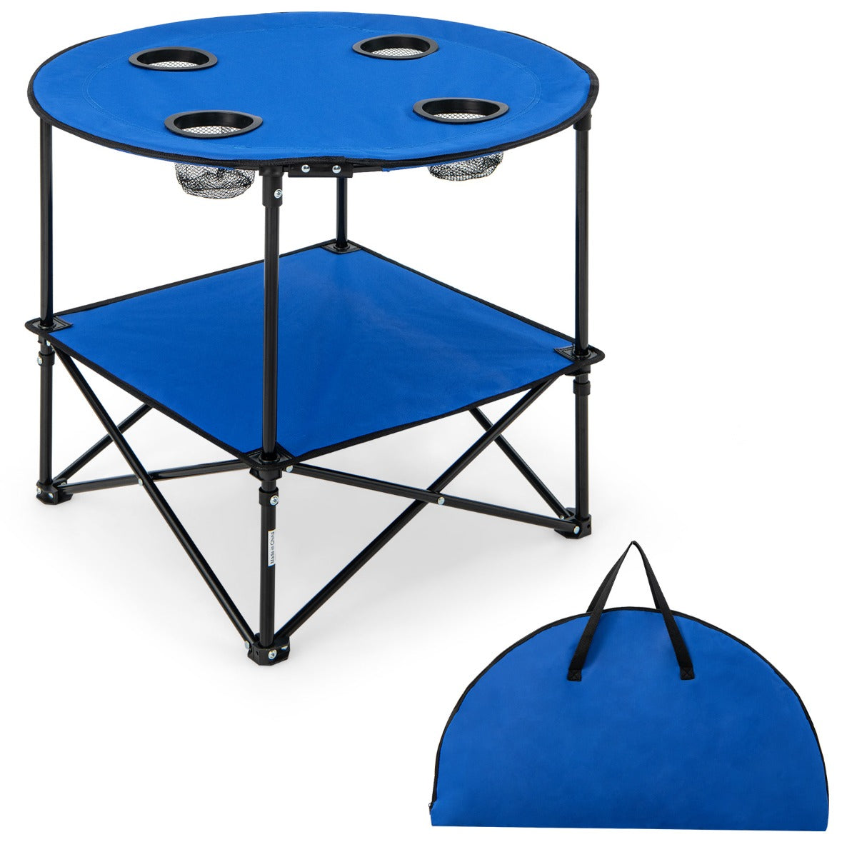 Hopfällbart – campingbord med mugghållare och bärväska vånings fiskebord picknickbord – 2 – Blå