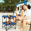 Hopfällbart – campingbord med mugghållare och bärväska vånings fiskebord picknickbord – 2 – Blå