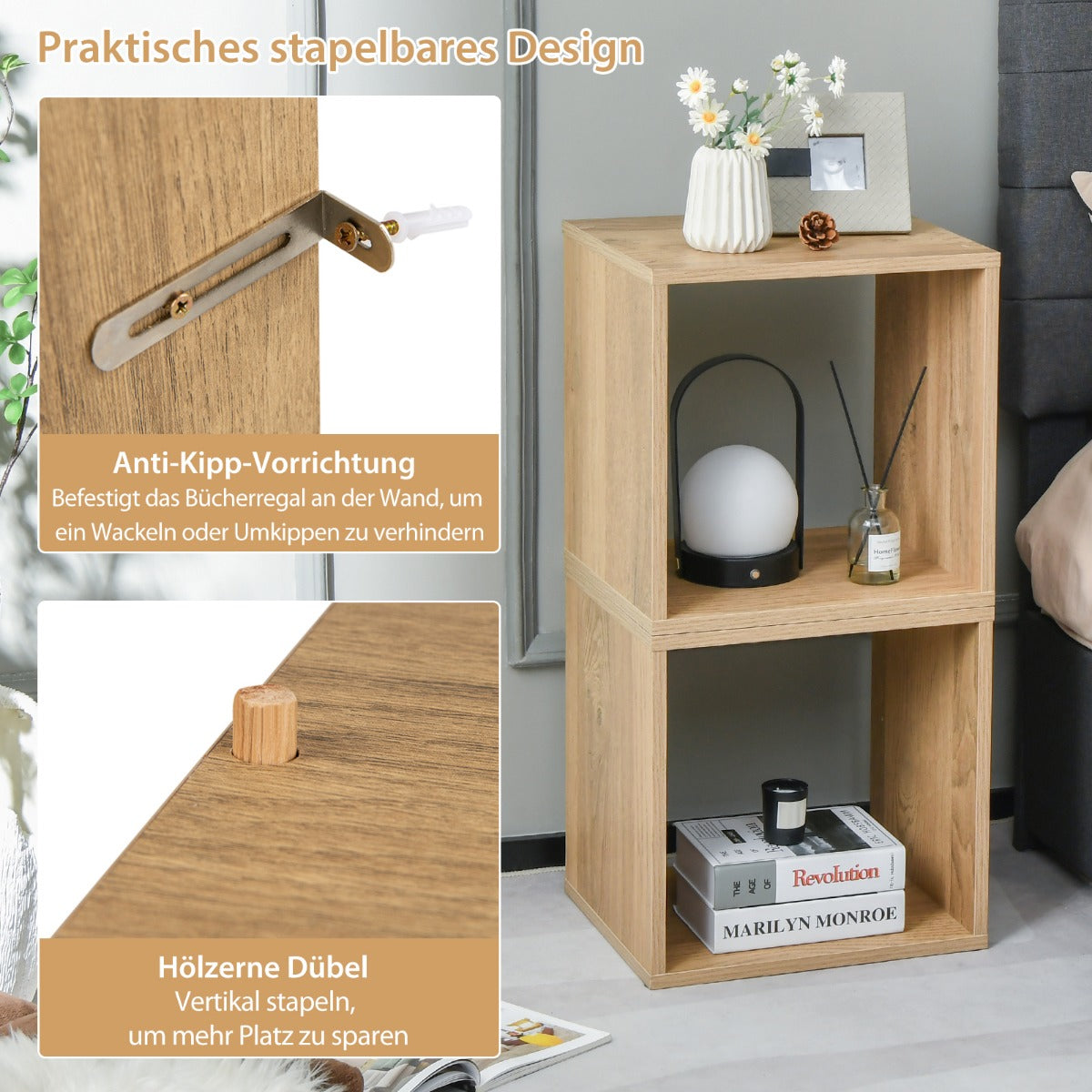 dekorativa – kubhyllor Stapelbara förvaringshyllor – 2 – Natur