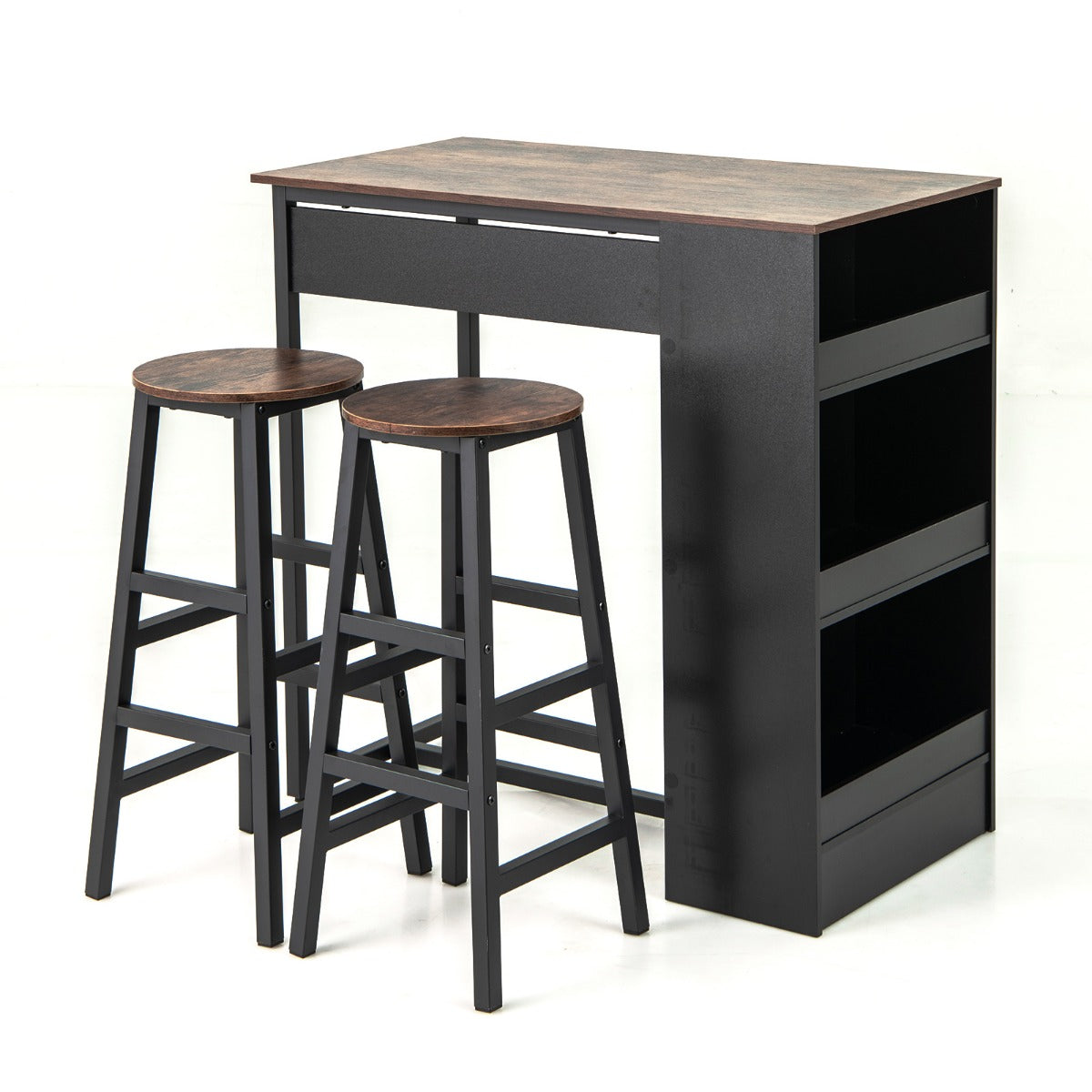 Köksbord – med pallar Platssparande bistrobord Bänkbord Matbordsset Barbord – 2 – Rustik brun
