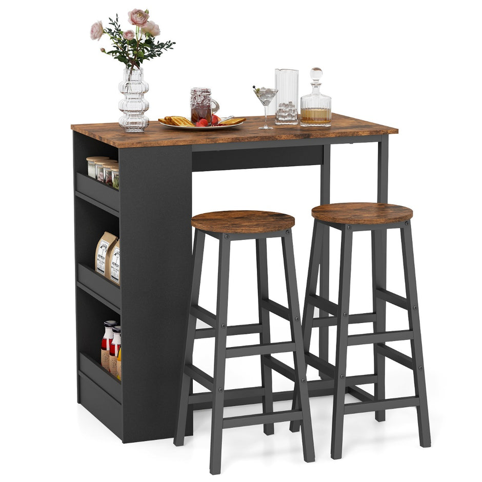 Köksbord – med pallar Platssparande bistrobord Bänkbord Matbordsset Barbord – 2 – Rustik brun