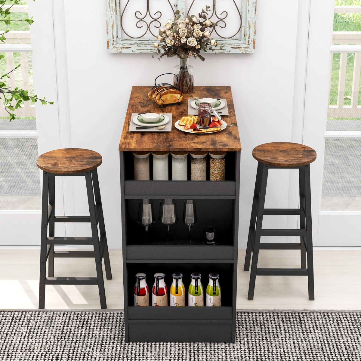 Köksbord – med pallar Platssparande bistrobord Bänkbord Matbordsset Barbord – 2 – Rustik brun