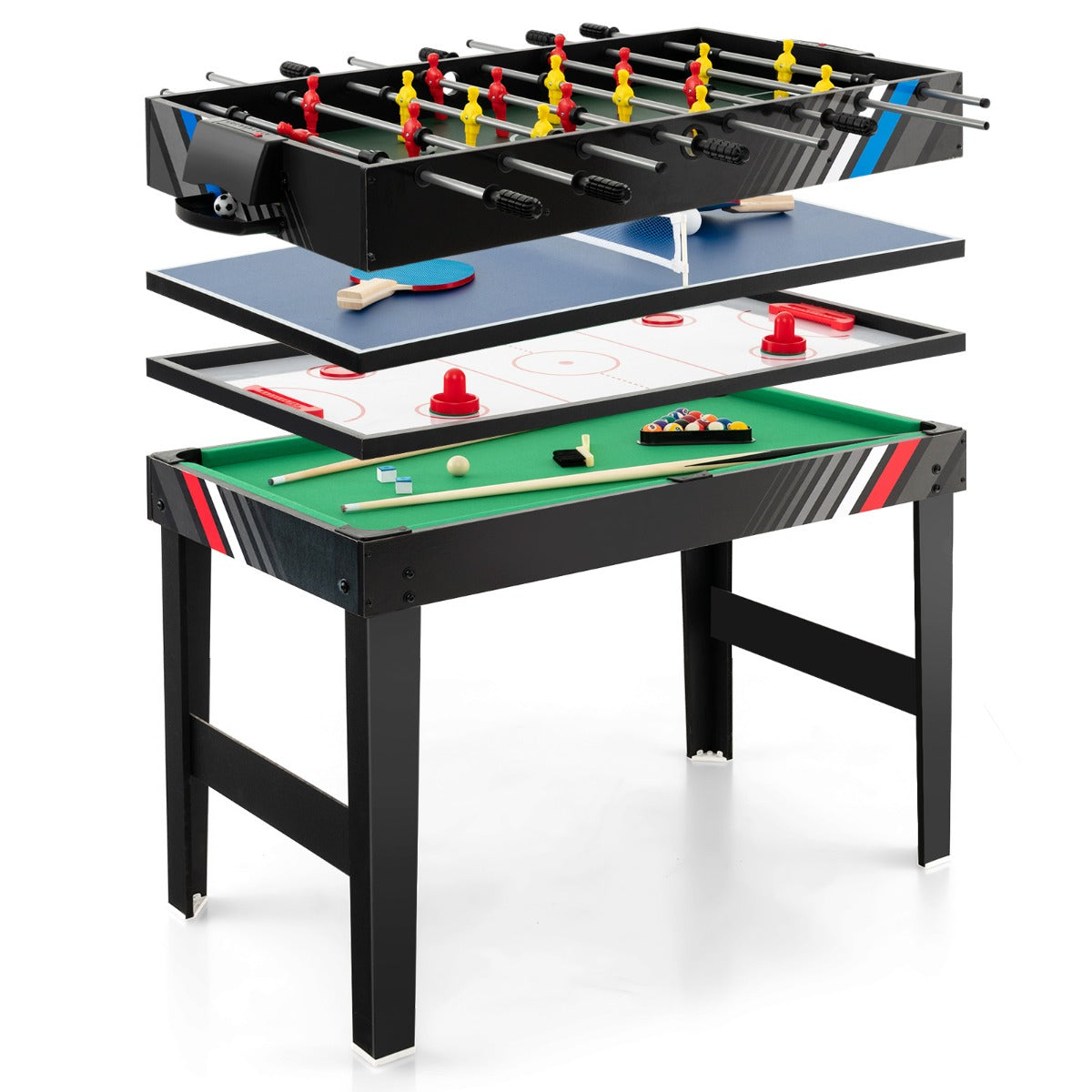 i – Multigame Bord med Fotboll och Biljard Air Hockey Arkadspelset – 4 1 – Svart