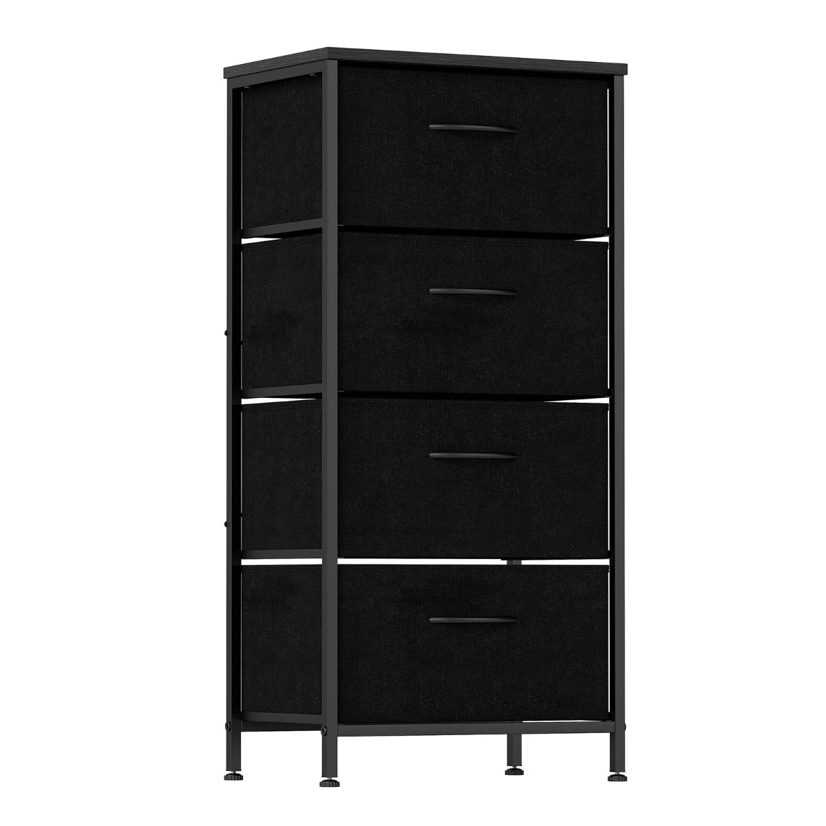 Byrå – med lådor Lådskåp träskiva Sideboard robust metallram – 4 – Svart