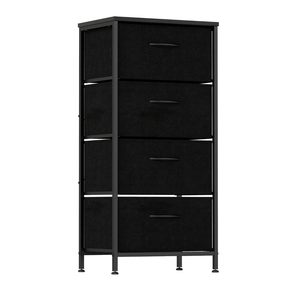 Byrå – med lådor Lådskåp träskiva Sideboard robust metallram – 4 – Svart