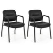 Konferensstolar – Set med vadderade besöksstolar armstöd och metallram – 2 58 x 56 x 81 cm – Svart